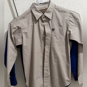 Ariat Kids Button Down Shirt - Cream and Navy